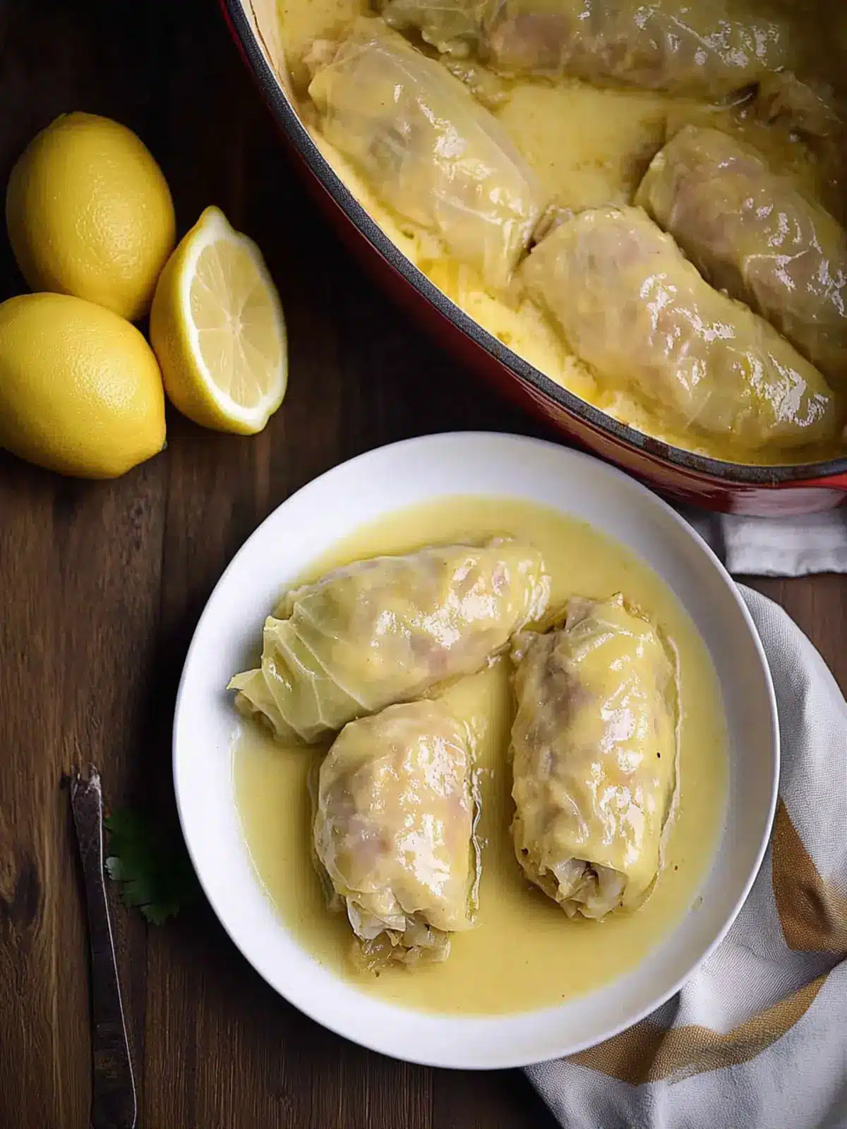 Stuffed Cabbage Rolls Recipe With Egg-Lemon Sauce