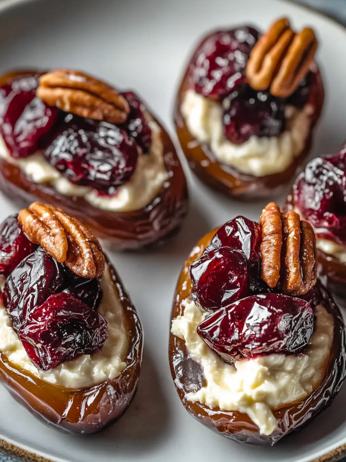 Cranberry Pecan Cream Cheese Stuffed Dates