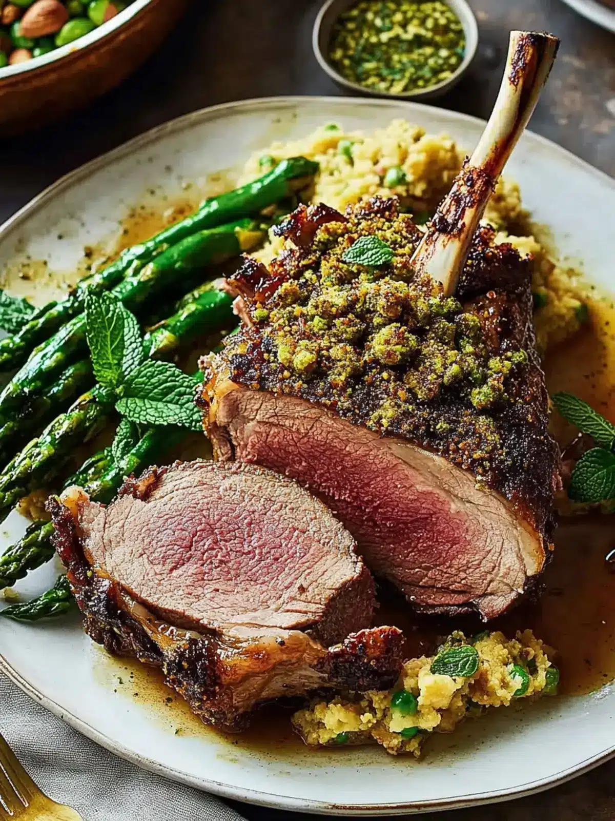 Pistachio Mint Crusted Lamb Roast