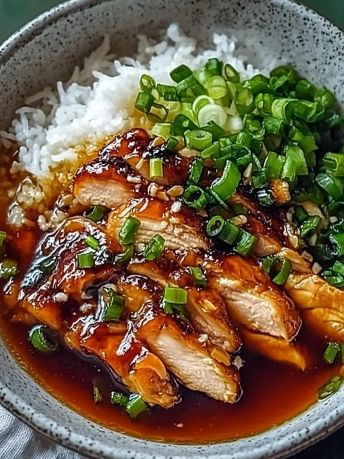 Caramelized Soy Chicken in Garlic Ginger Broth with Rice