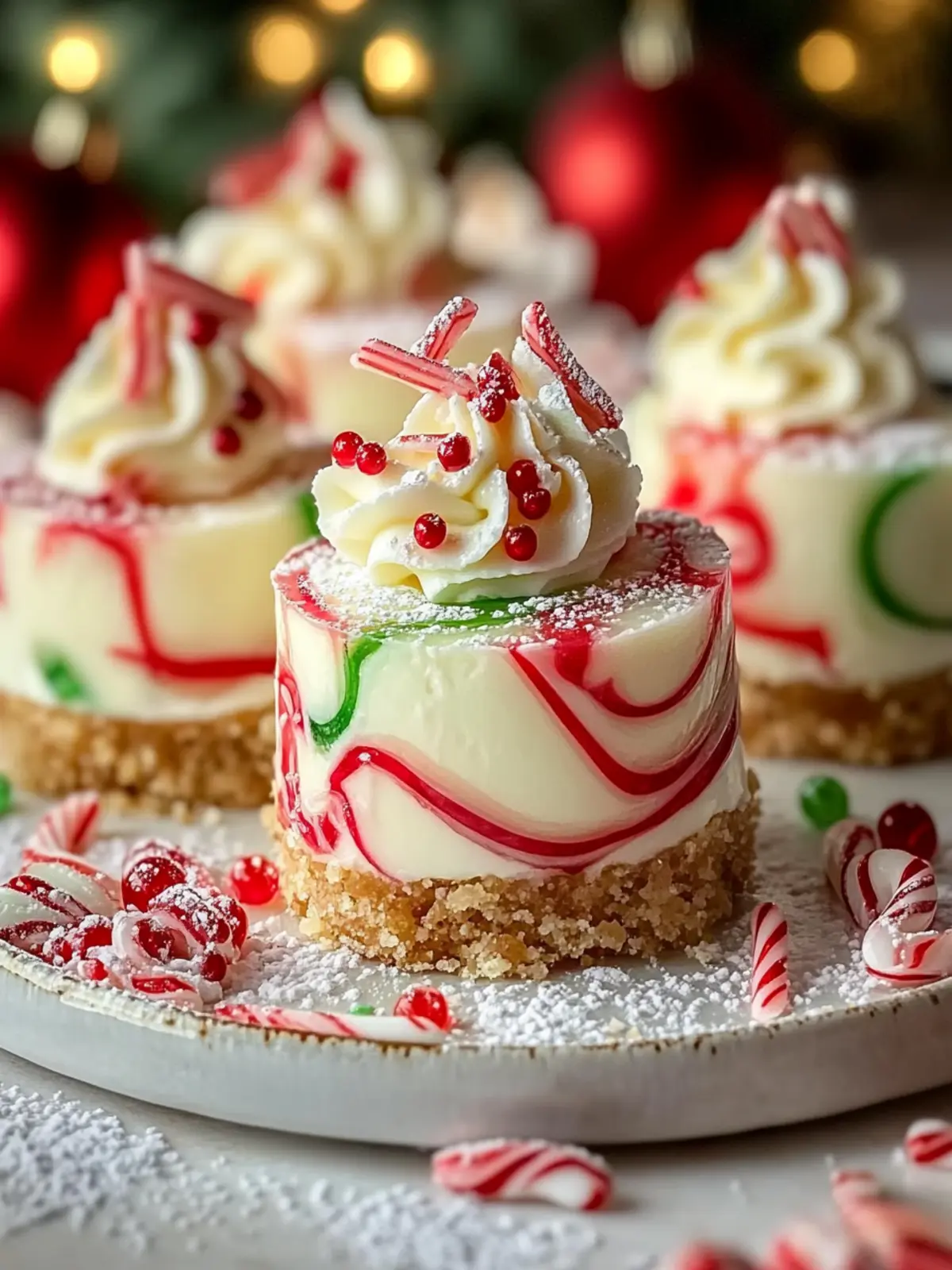 No-Bake Christmas Mini Cheesecakes