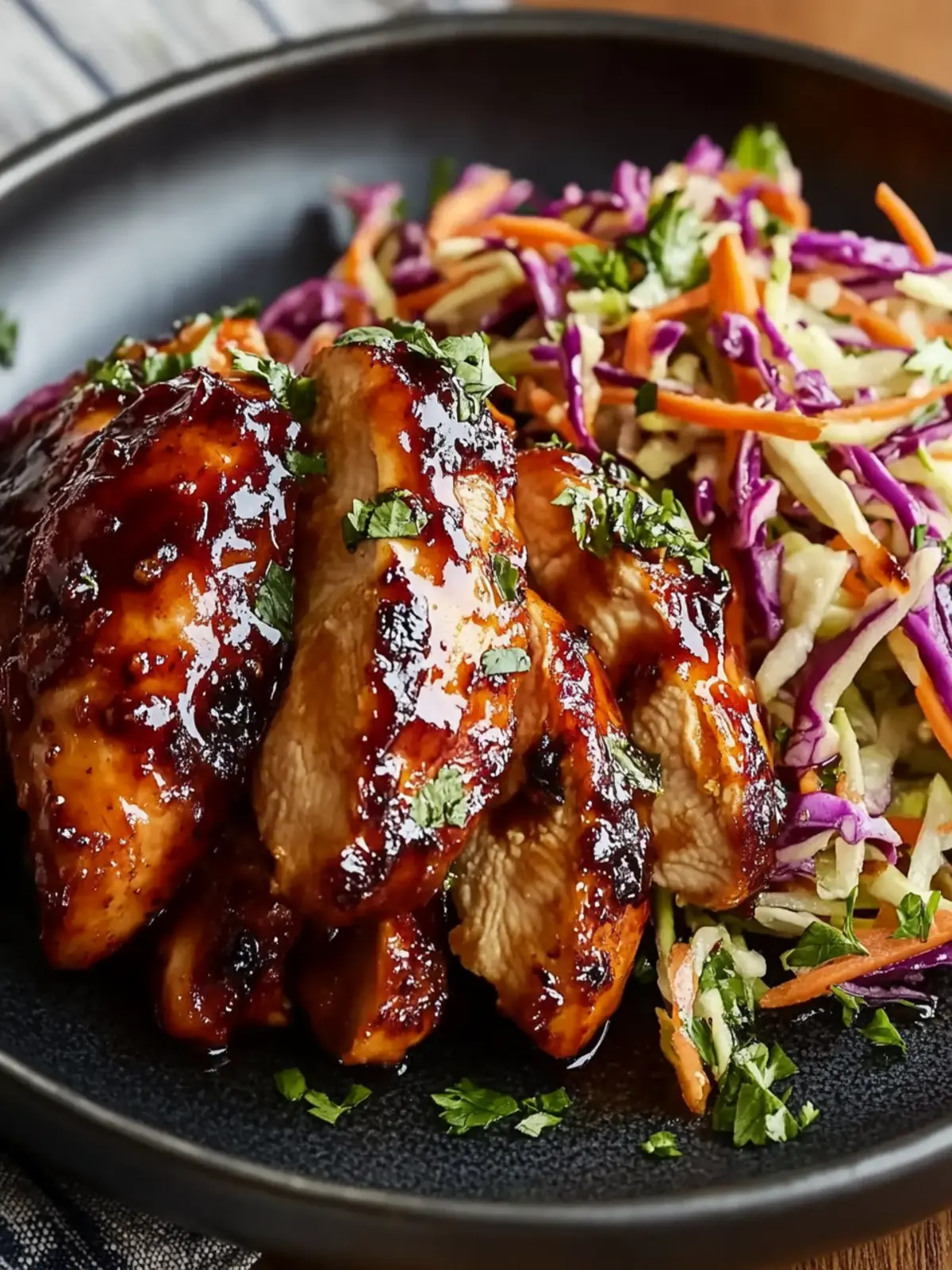 Sticky Apple Cider Chicken with Crisp Autumn Slaw