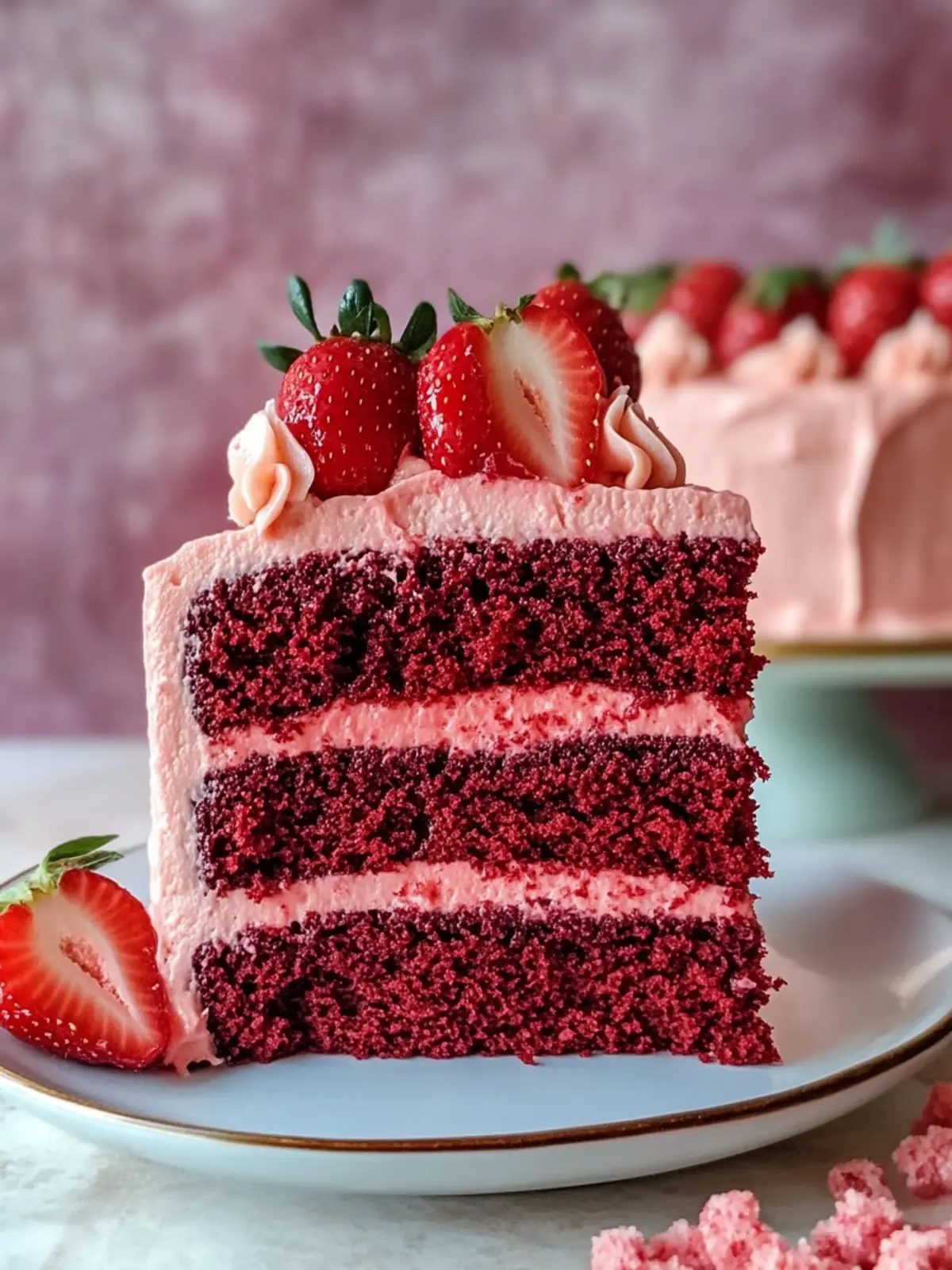 Strawberry Red Velvet Cake with Creamy Strawberry Frosting Bliss 4 Strawberry Red Velvet Cake with Creamy Strawberry Frosting