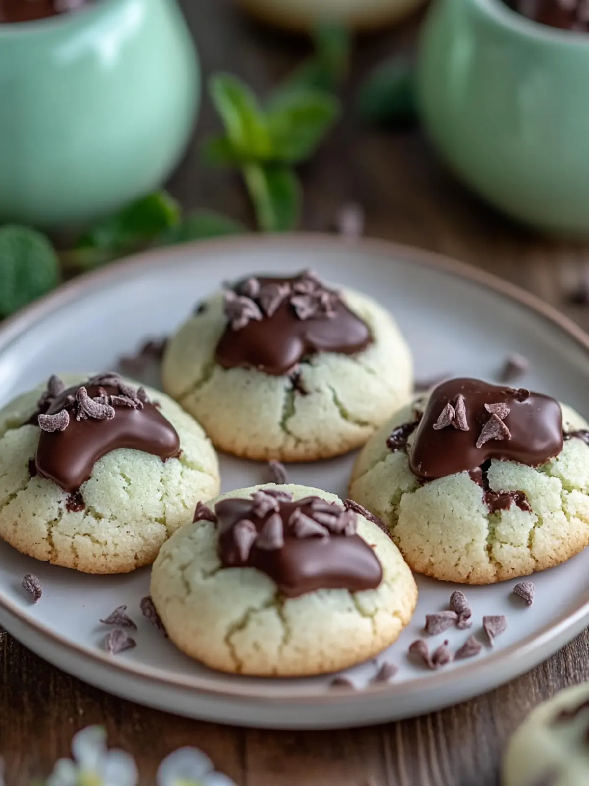 Mint Chocolate Kiss Blossom Cookies
