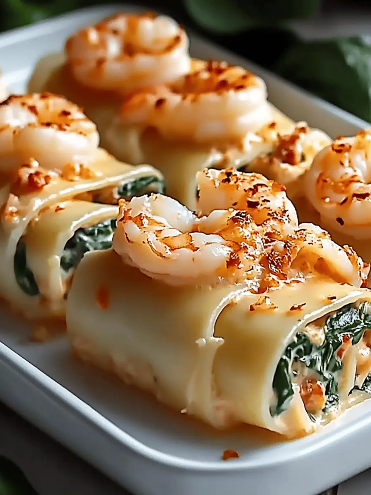 Shrimp and Spinach Stuffed Pasta Rolls with Roasted Red Pepper Cream
