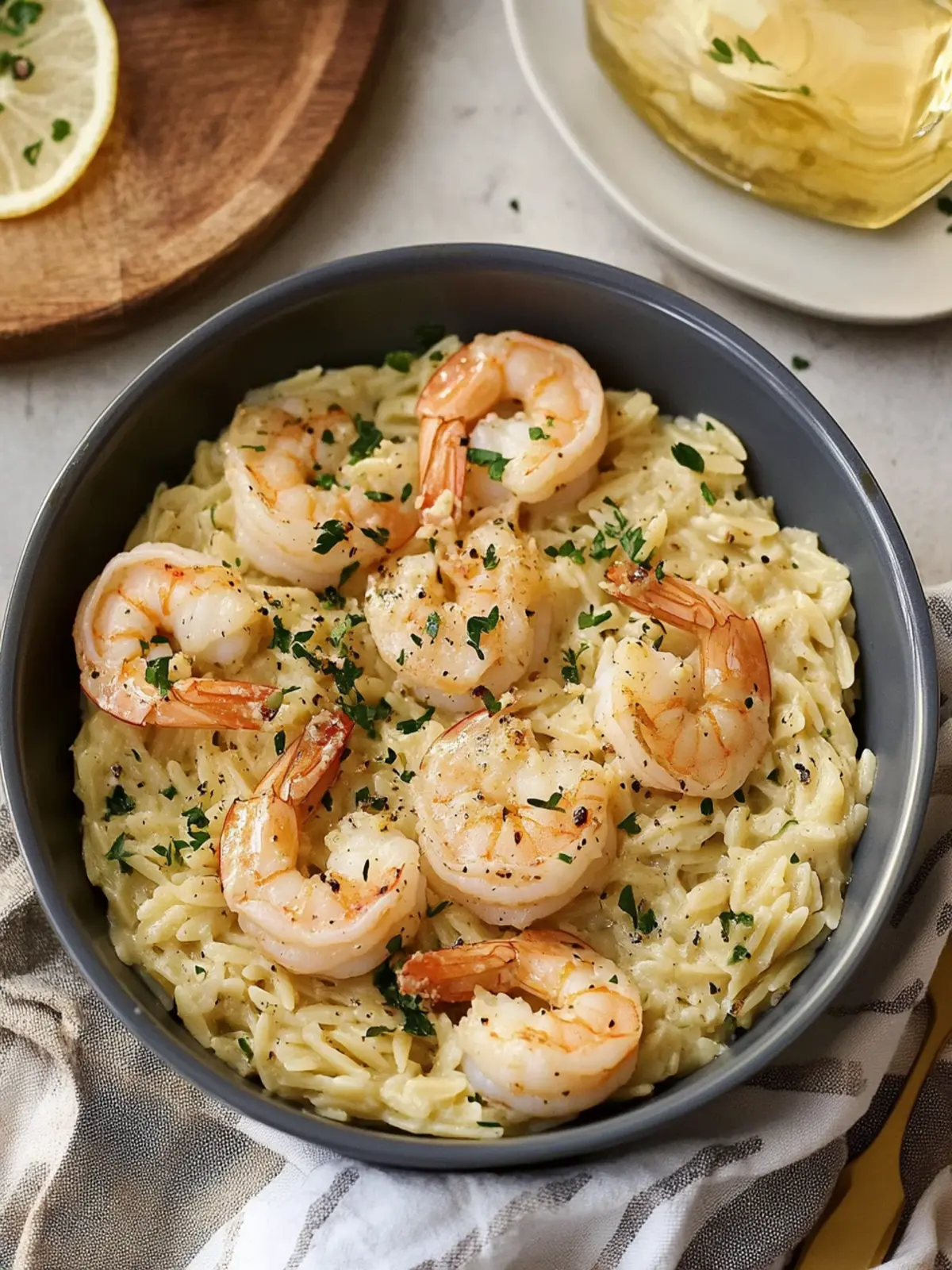 One Pot Garlic Butter Shrimp and Orzo
