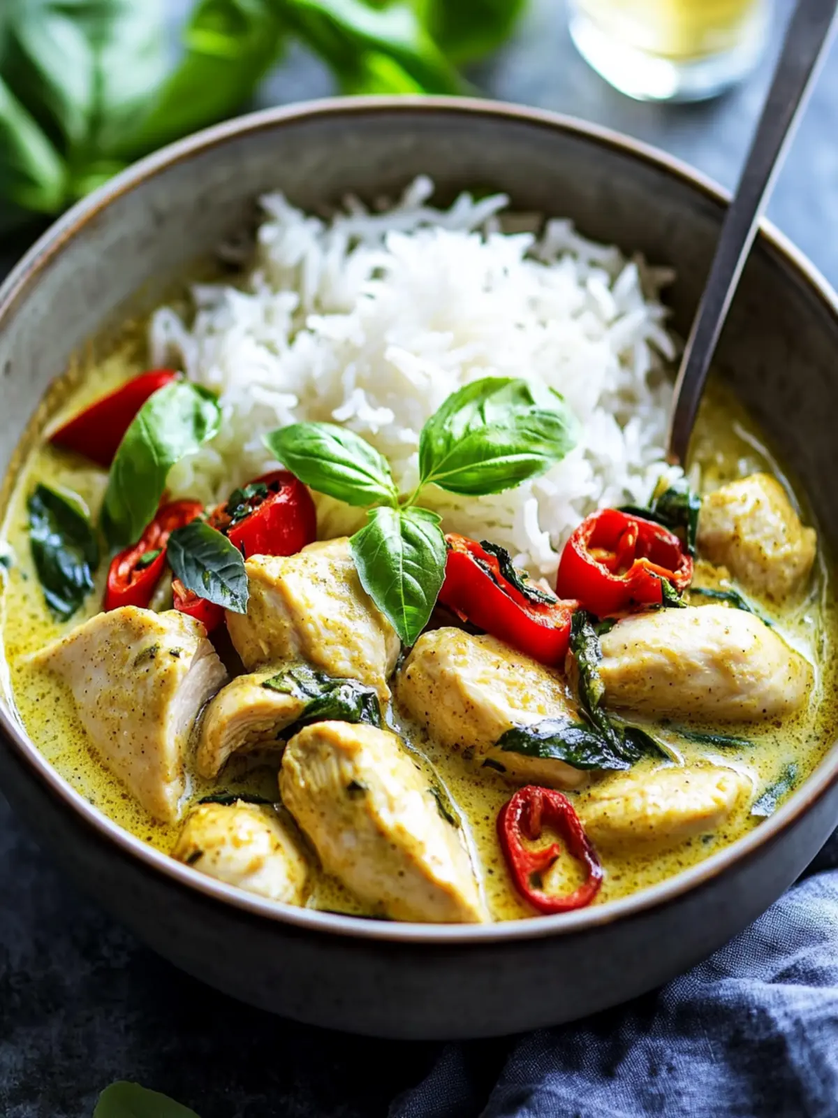 Basil Chicken with Coconut Curry Sauce