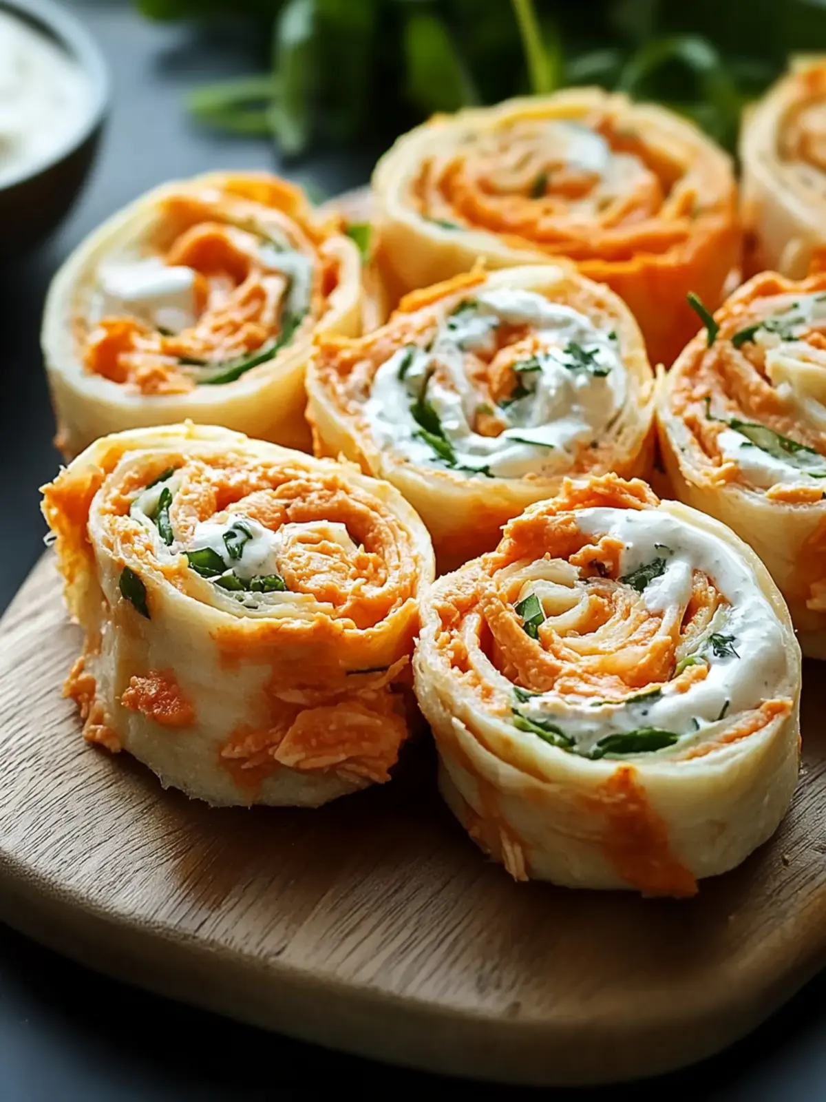 Buffalo Chicken Ranch Pinwheels