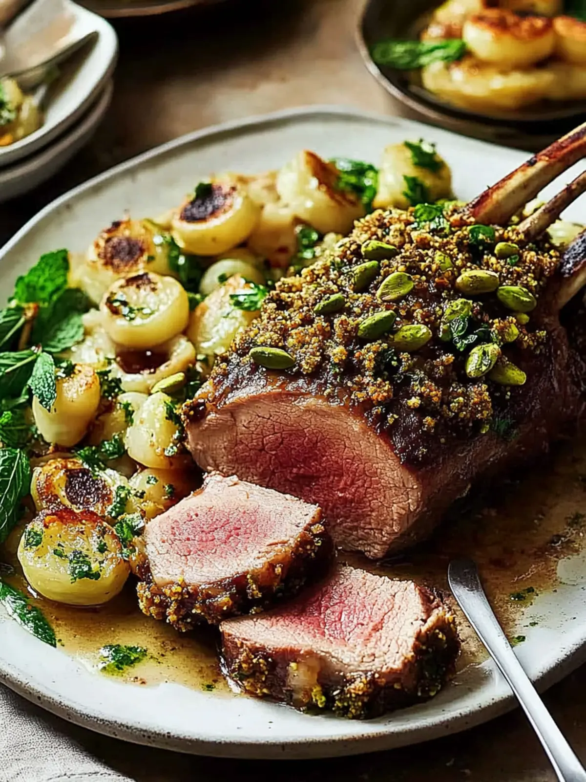 Pistachio Mint Crusted Lamb Roast