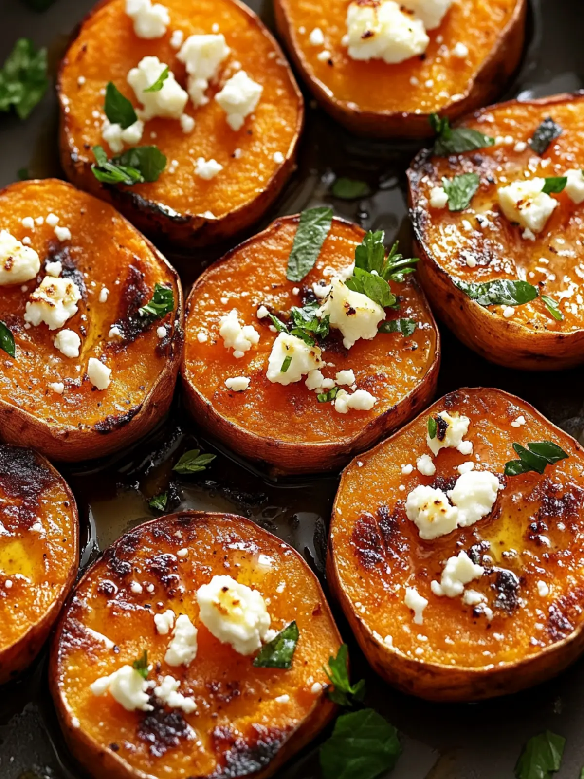Roasted Sweet Potato Rounds with Honey & Feta