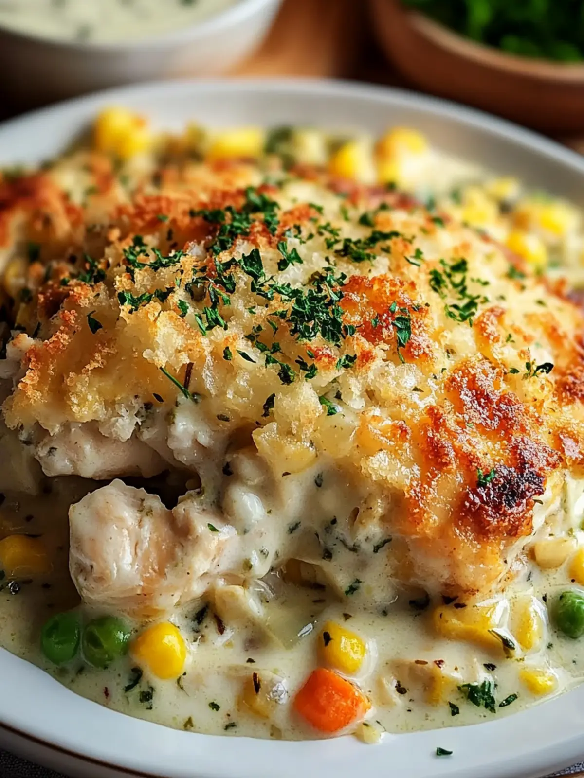 Baked Chicken Casserole with Creamy Herb Sauce