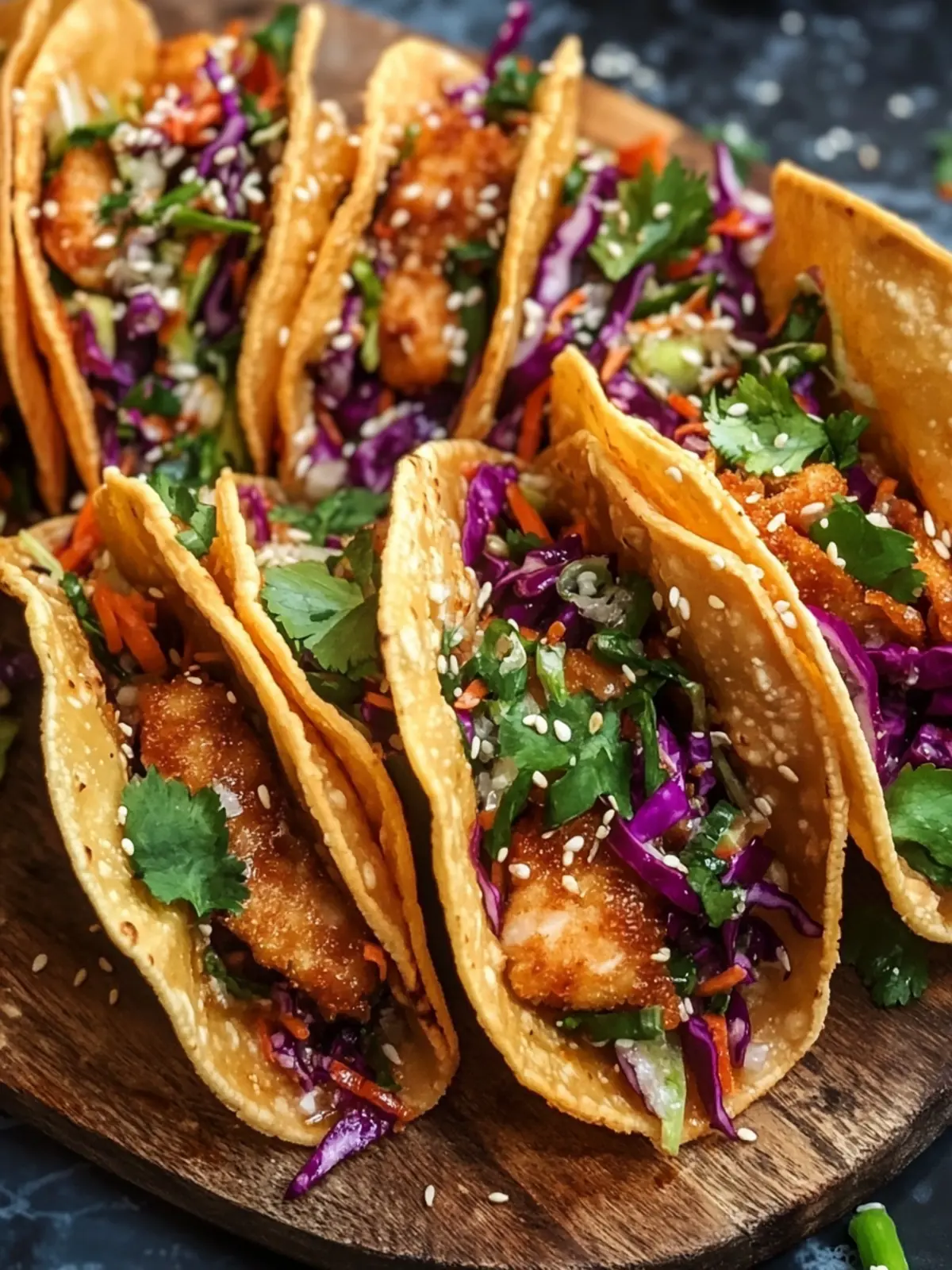 Crispy Chicken Wonton Tacos with Asian Slaw