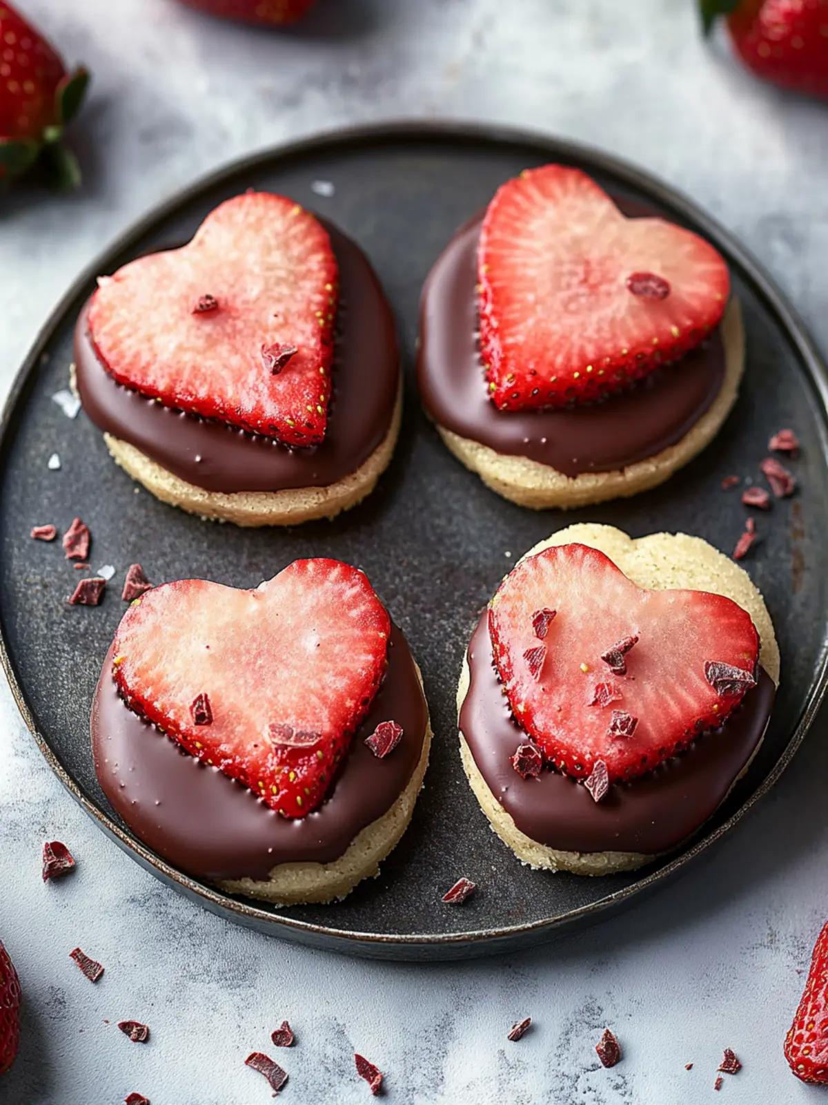 Chocolate Dipped Strawberry Shortbread Cookies