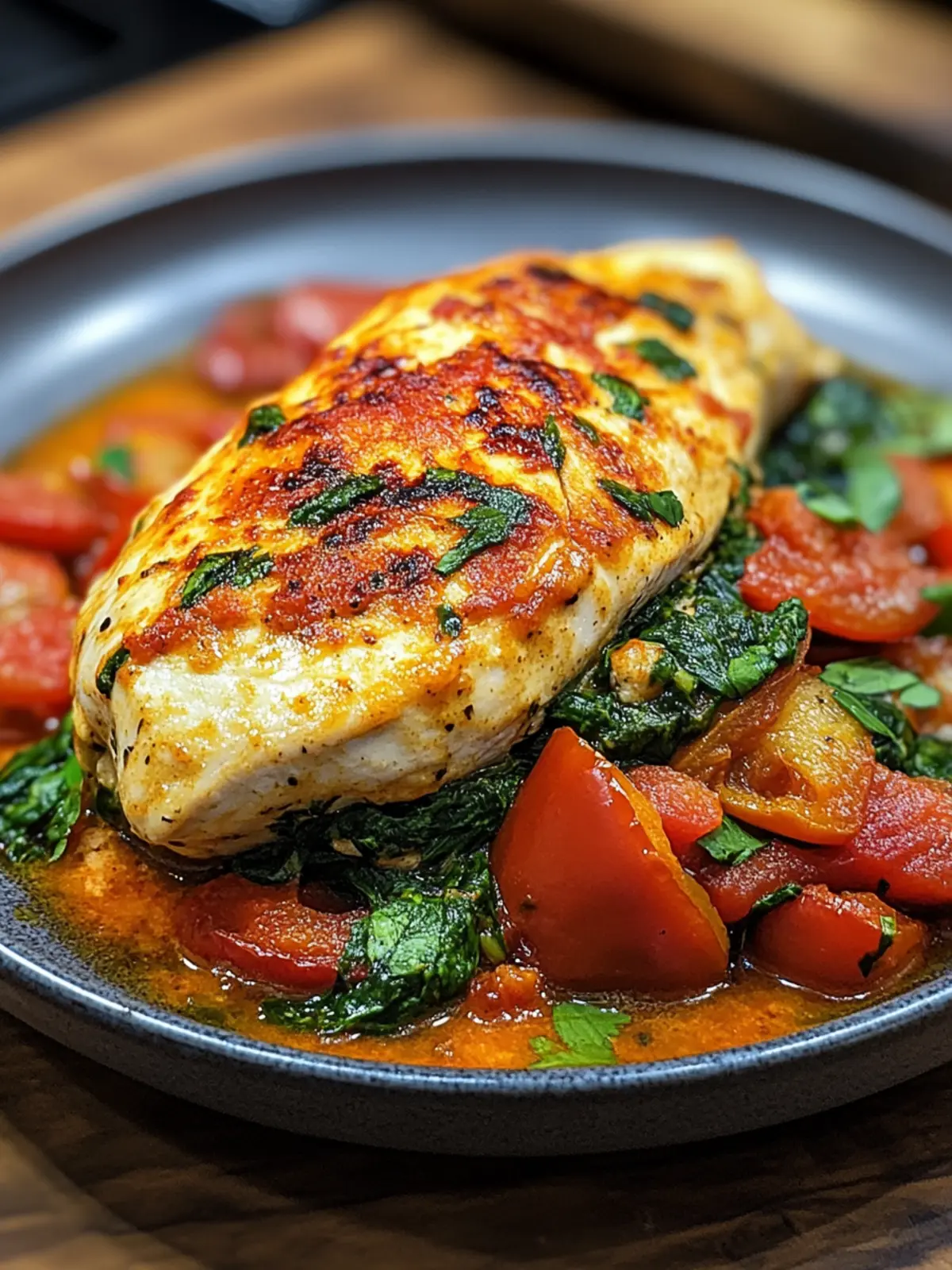Spinach Stuffed Chicken Breast with Roasted Bell Peppers Bliss 2 spinach stuffed chicken breast with Roasted Bell Peppers
