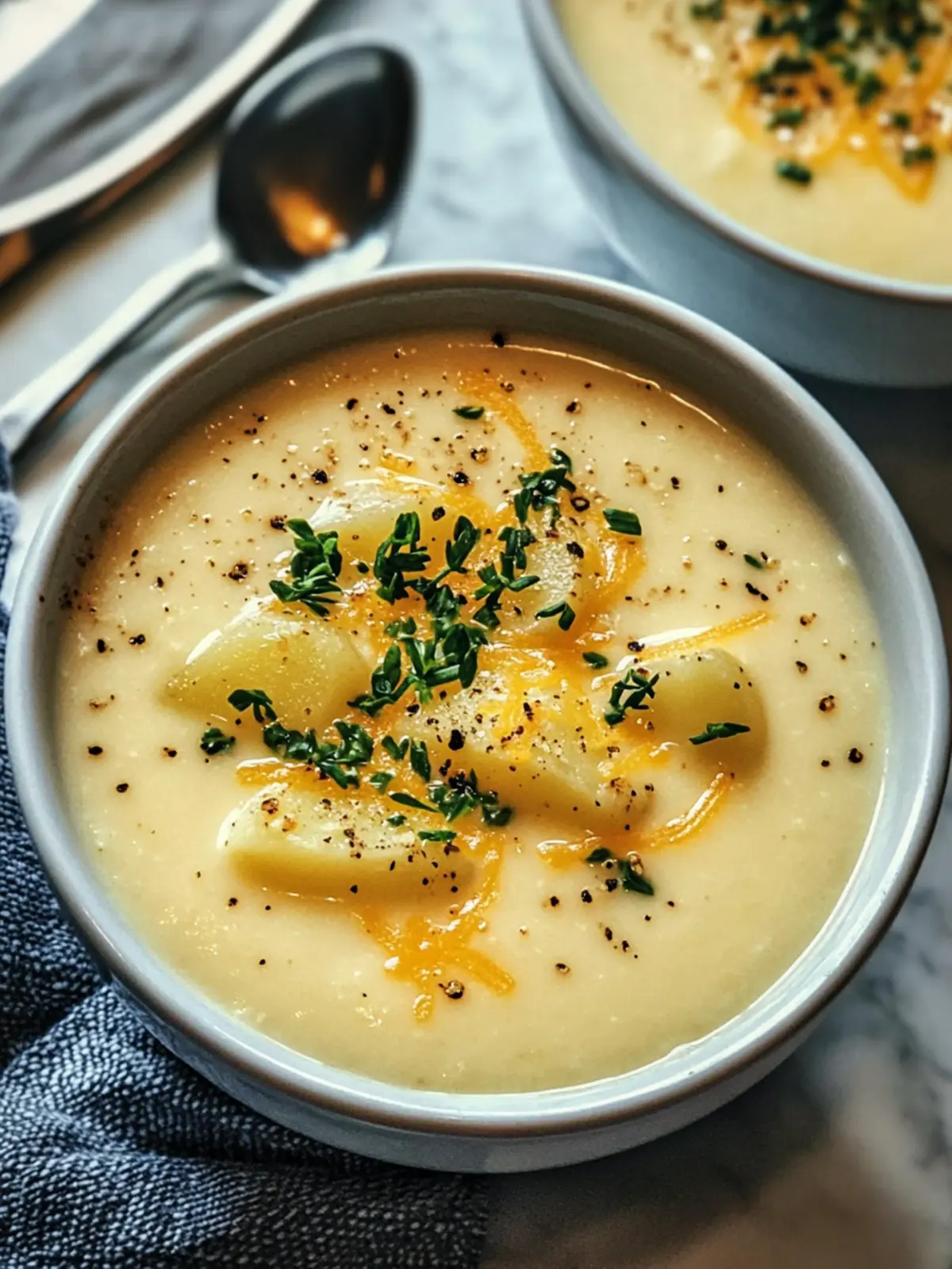 Creamy Cheddar Garlic Potato Soup