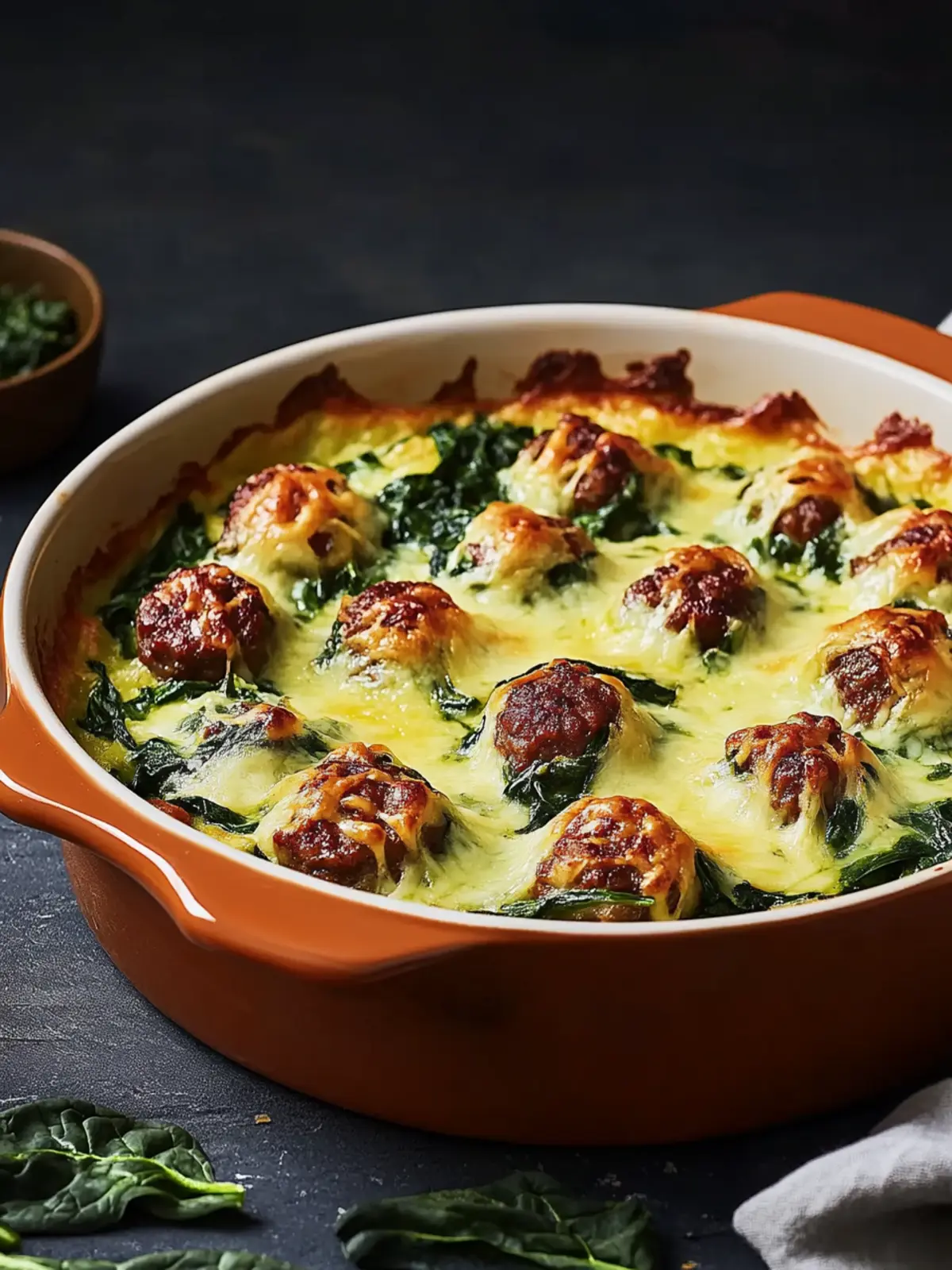 Keto Sausage Spinach Casserole