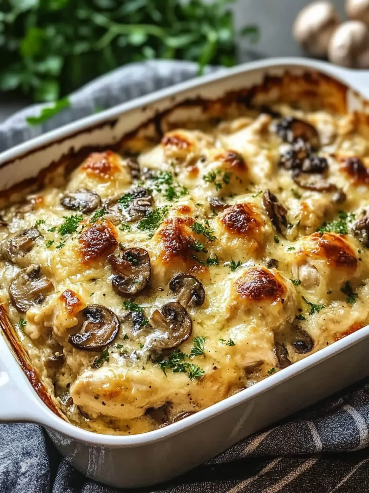 Keto Garlic Mushroom Chicken Casserole