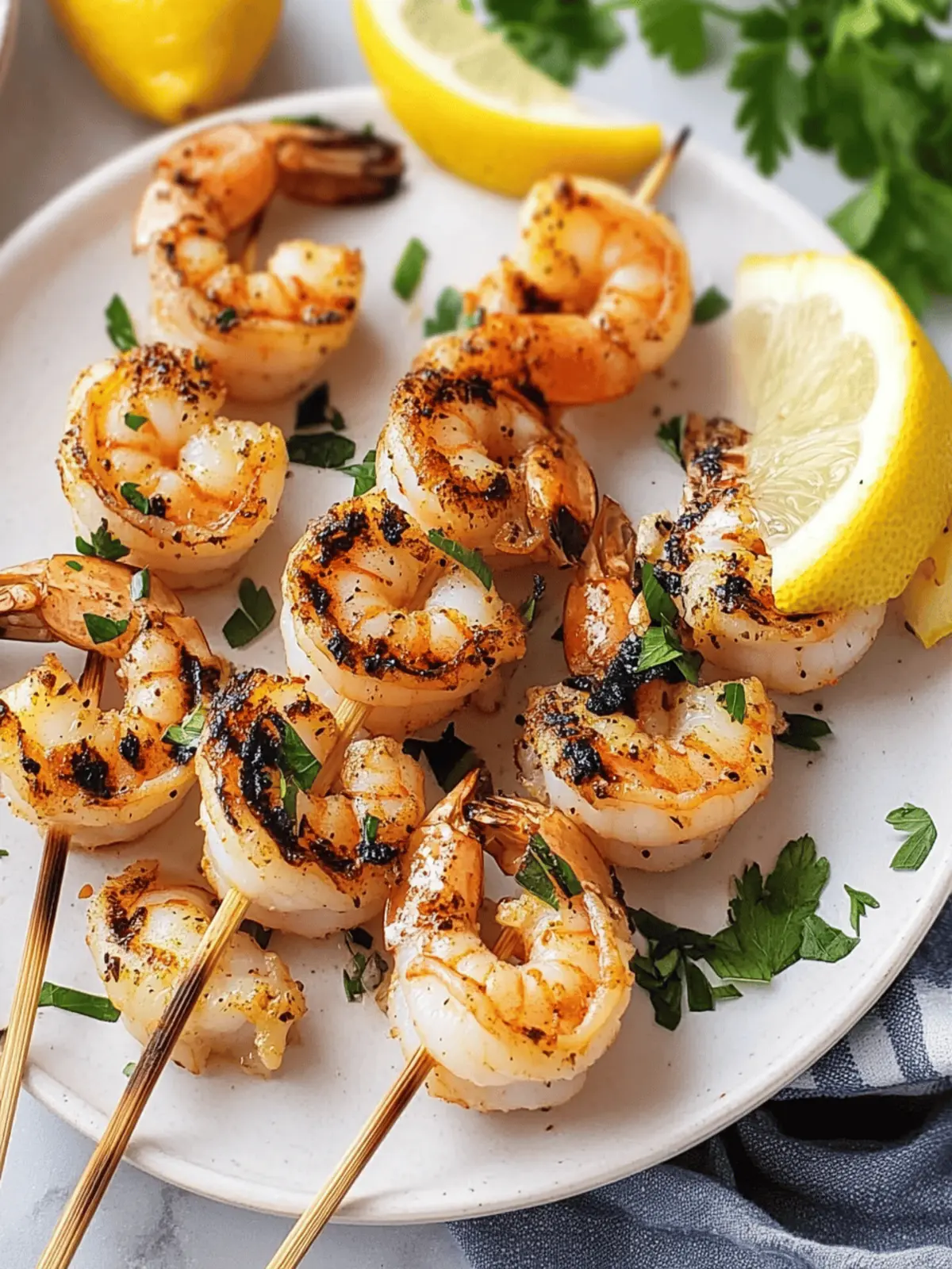 Zesty Lemon Herb Grilled Shrimp Skewers for Perfect Summer Nights 4 Grilled Shrimp Skewers with Zesty Lemon Herb