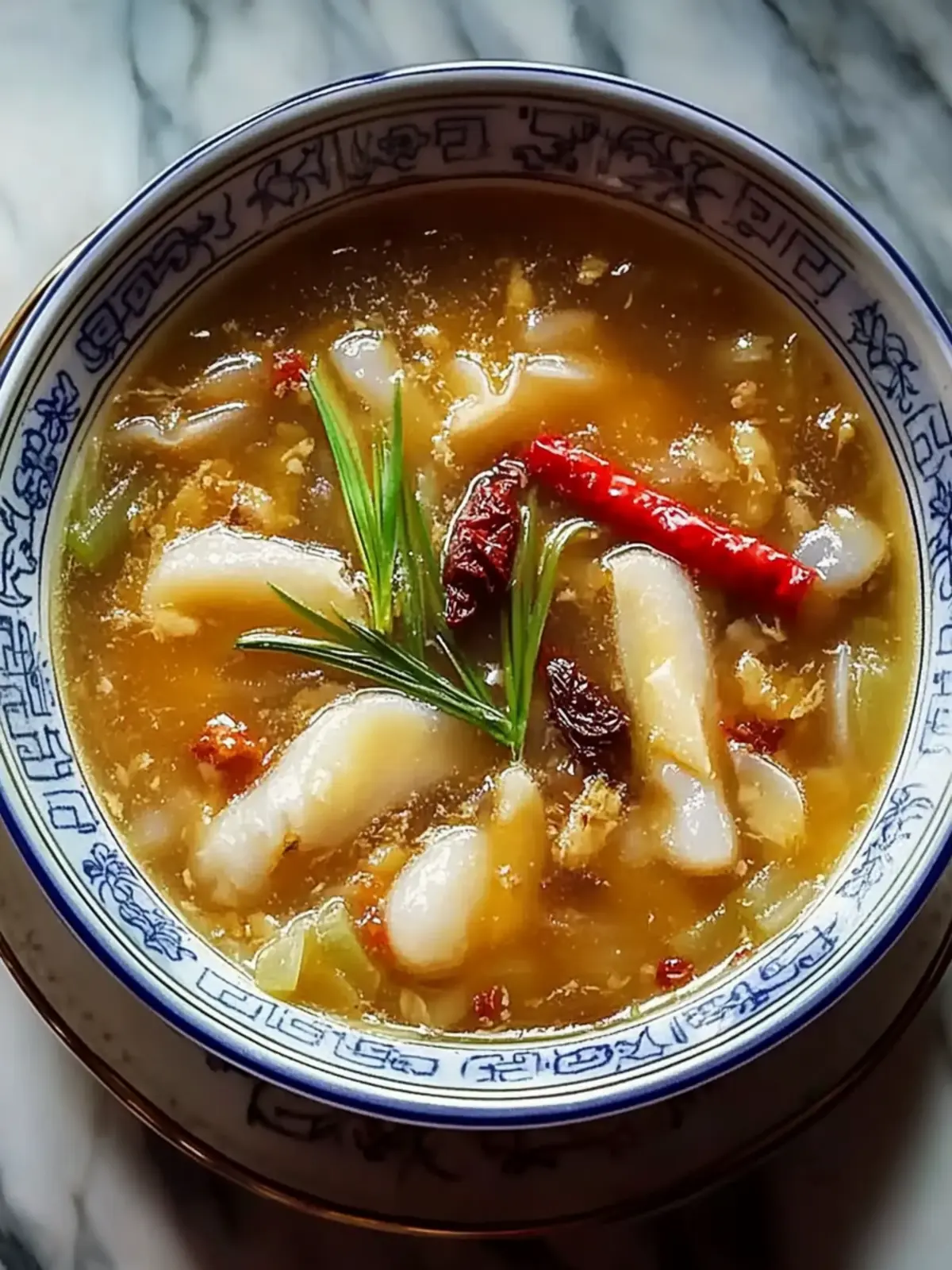 Rich Fish Maw Soup with Bamboo Shoots and Goji