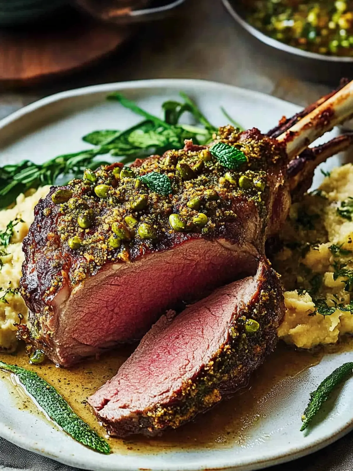 Pistachio Mint Crusted Lamb Roast