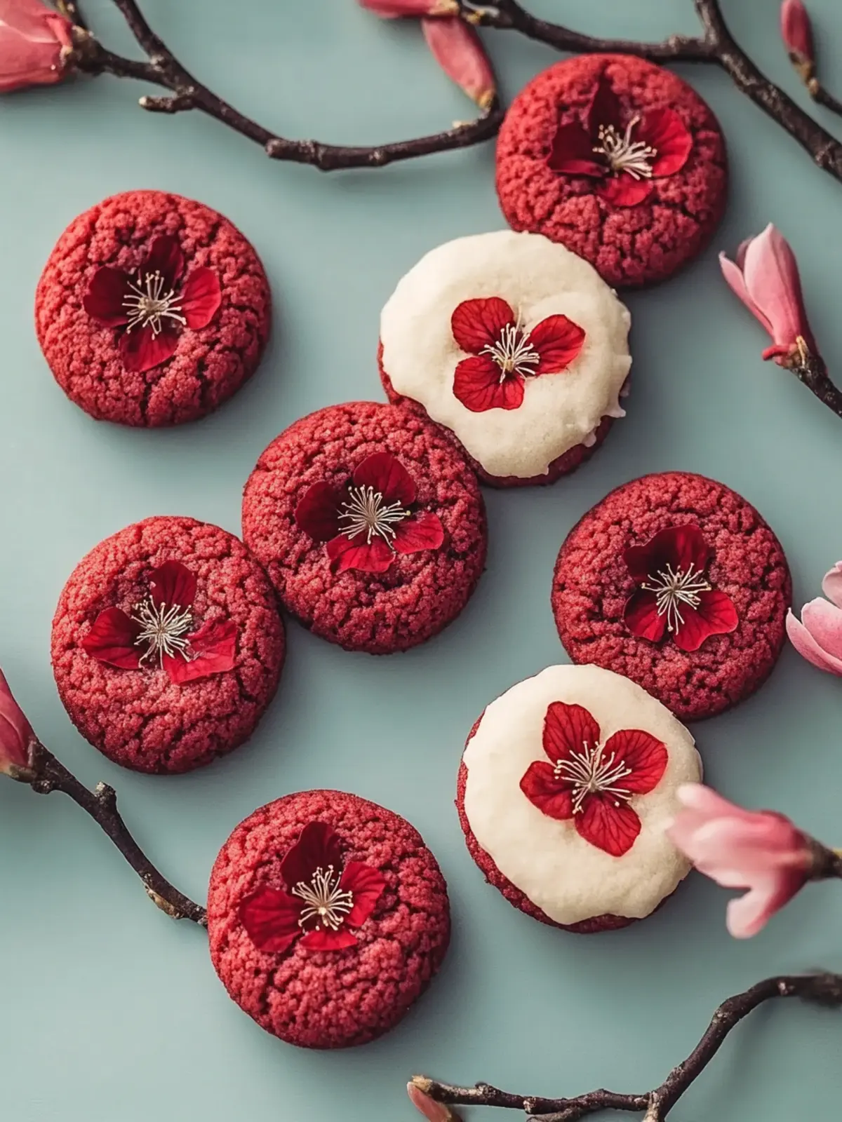 Red Velvet Blossom Cookies