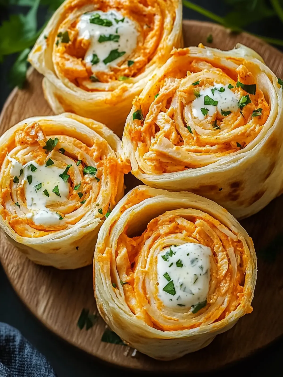Buffalo Chicken Ranch Pinwheels