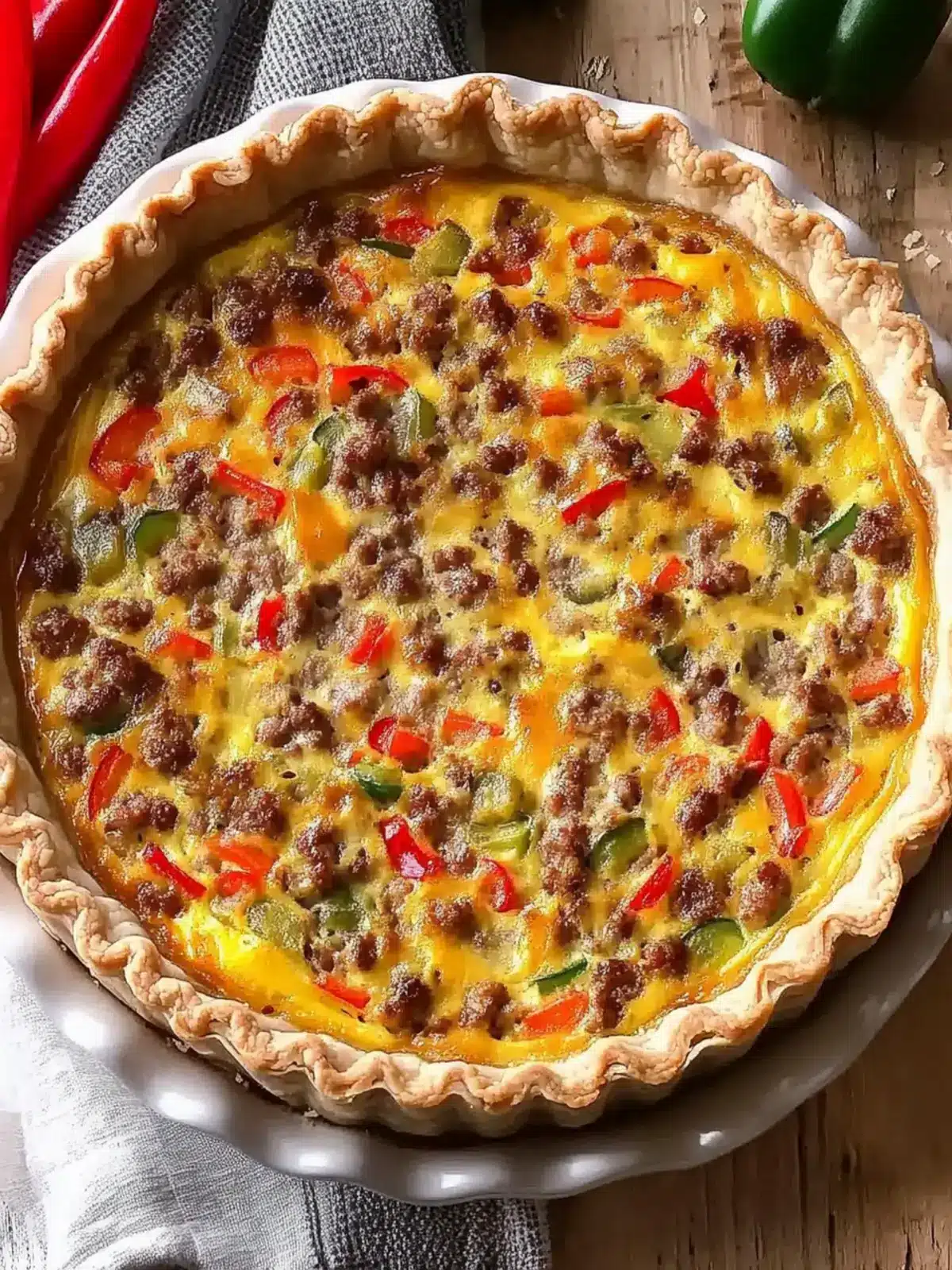 Savory Sausage, Pepper, and Onion Quiche