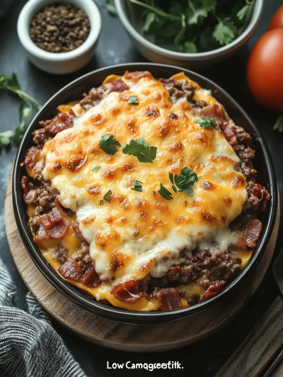 Low-Carb Bacon Cheeseburger Casserole