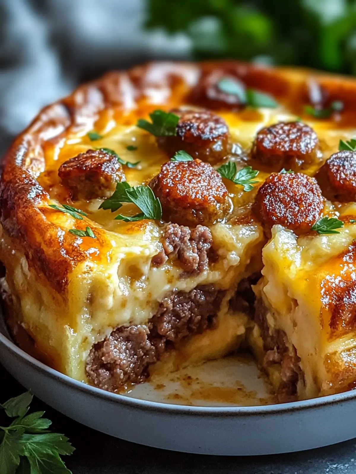 Pancake Sausage Casserole with Beef