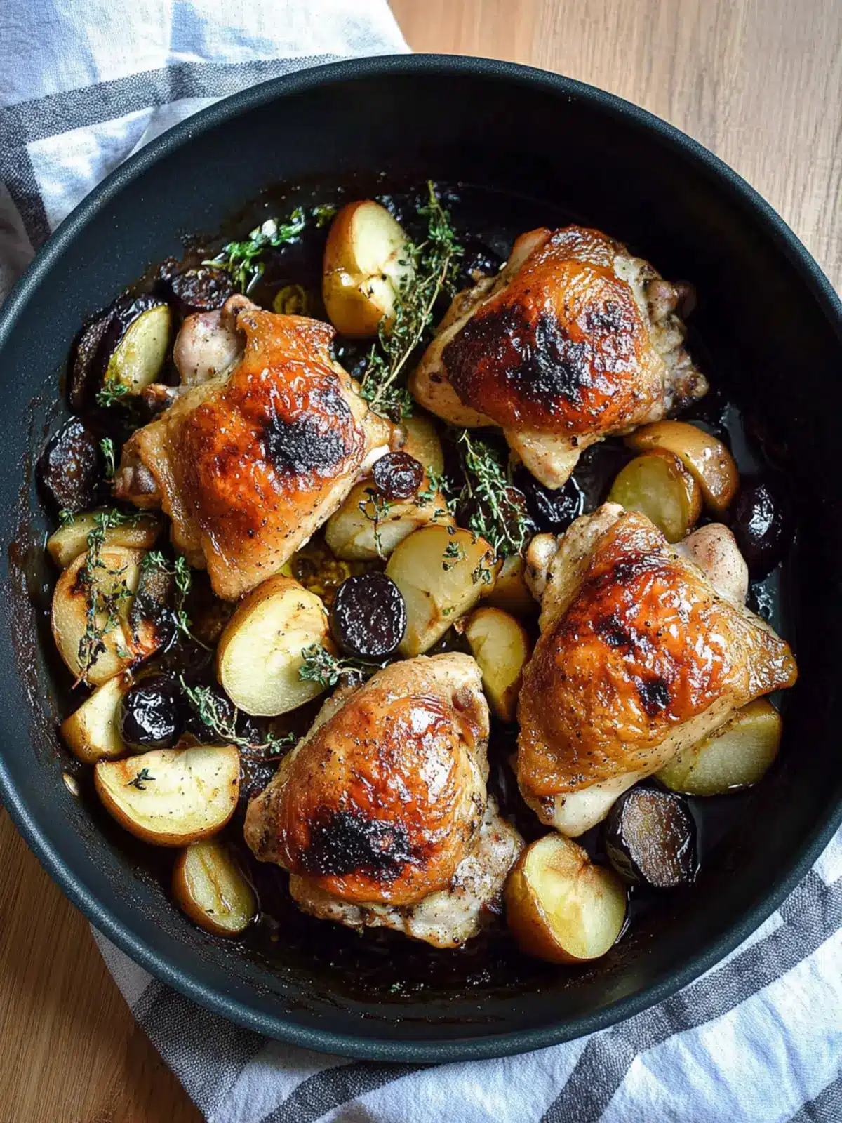 One Pan Chicken with Apples & Prunes
