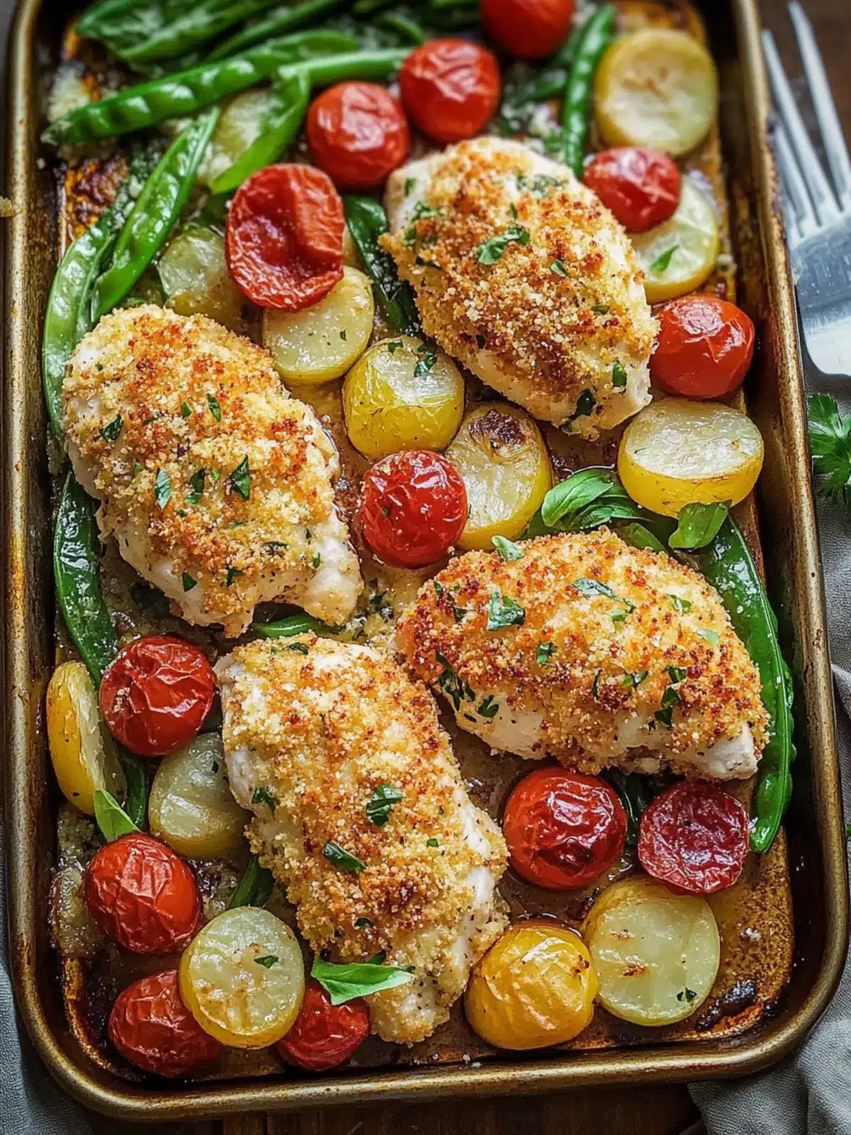 Parmesan Crusted Chicken Sheet Pan Dinner