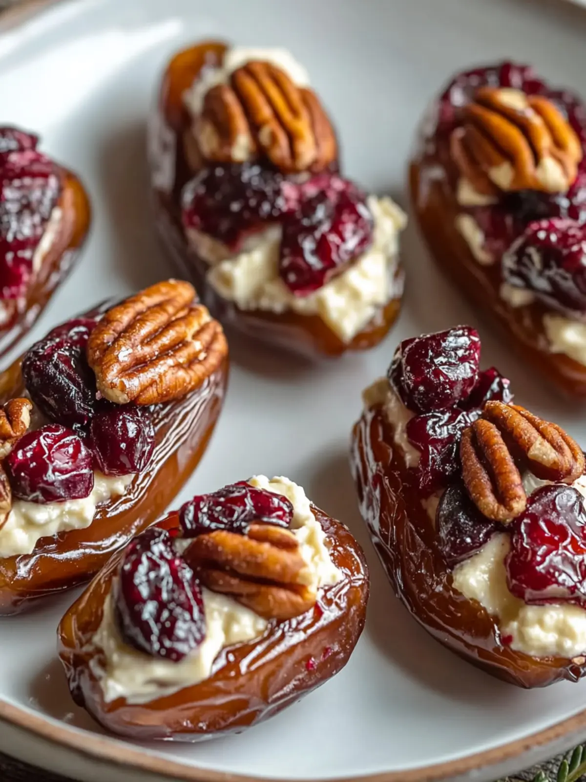 Cranberry Pecan Cream Cheese Stuffed Dates