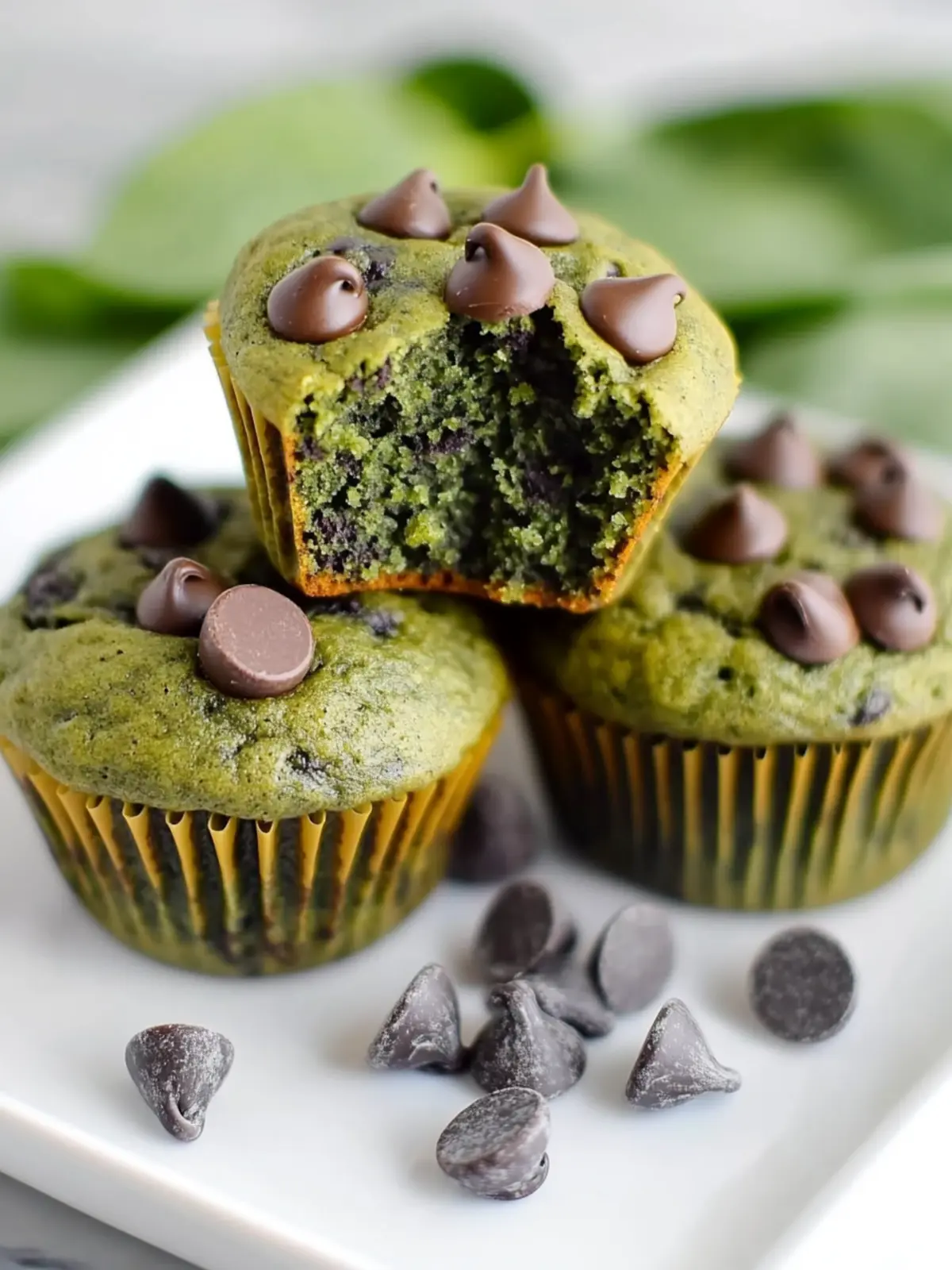 Spinach Chocolate Chip Protein Muffins