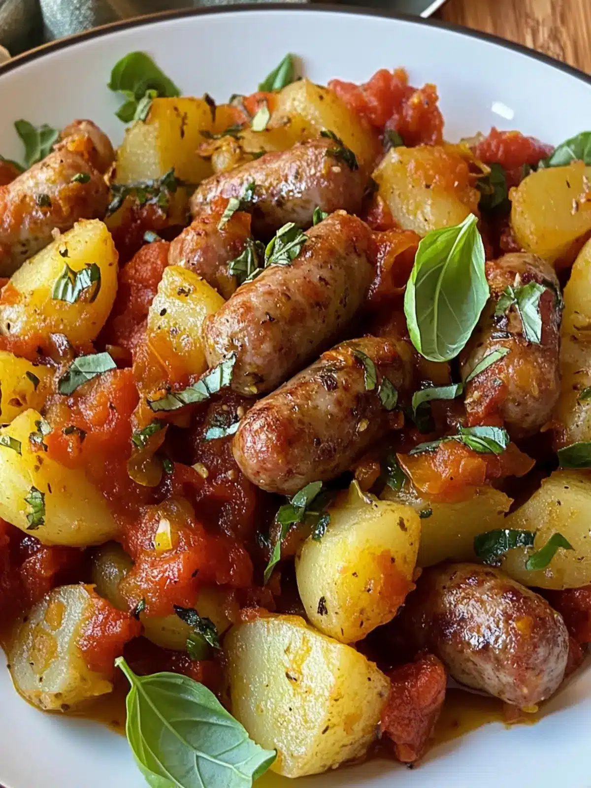 cabbage potatoes and sausage with Tomato Basil Sauce