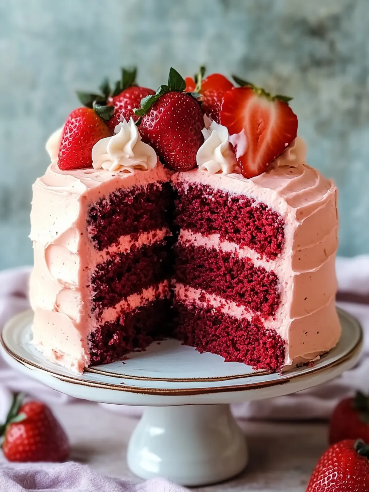 Strawberry Red Velvet Cake with Creamy Strawberry Frosting Bliss 3 Strawberry Red Velvet Cake with Creamy Strawberry Frosting