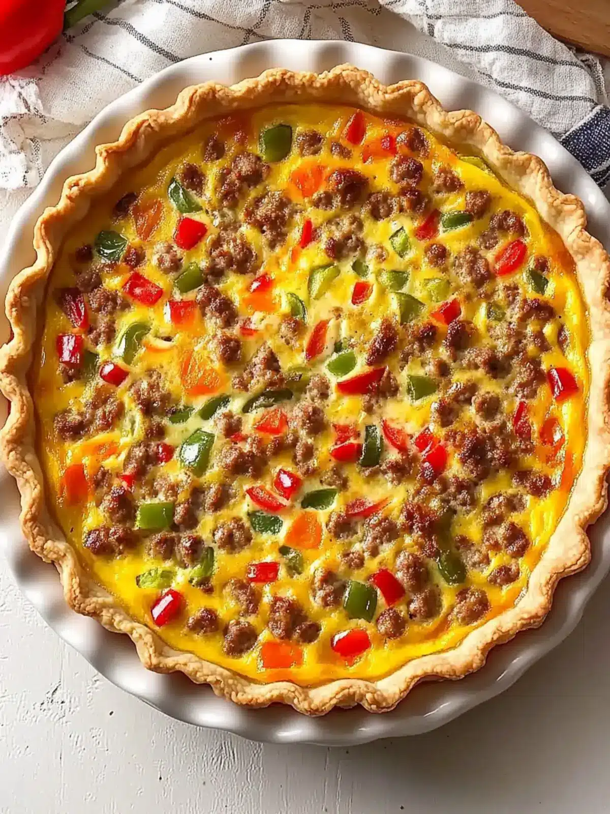 Savory Sausage, Pepper, and Onion Quiche