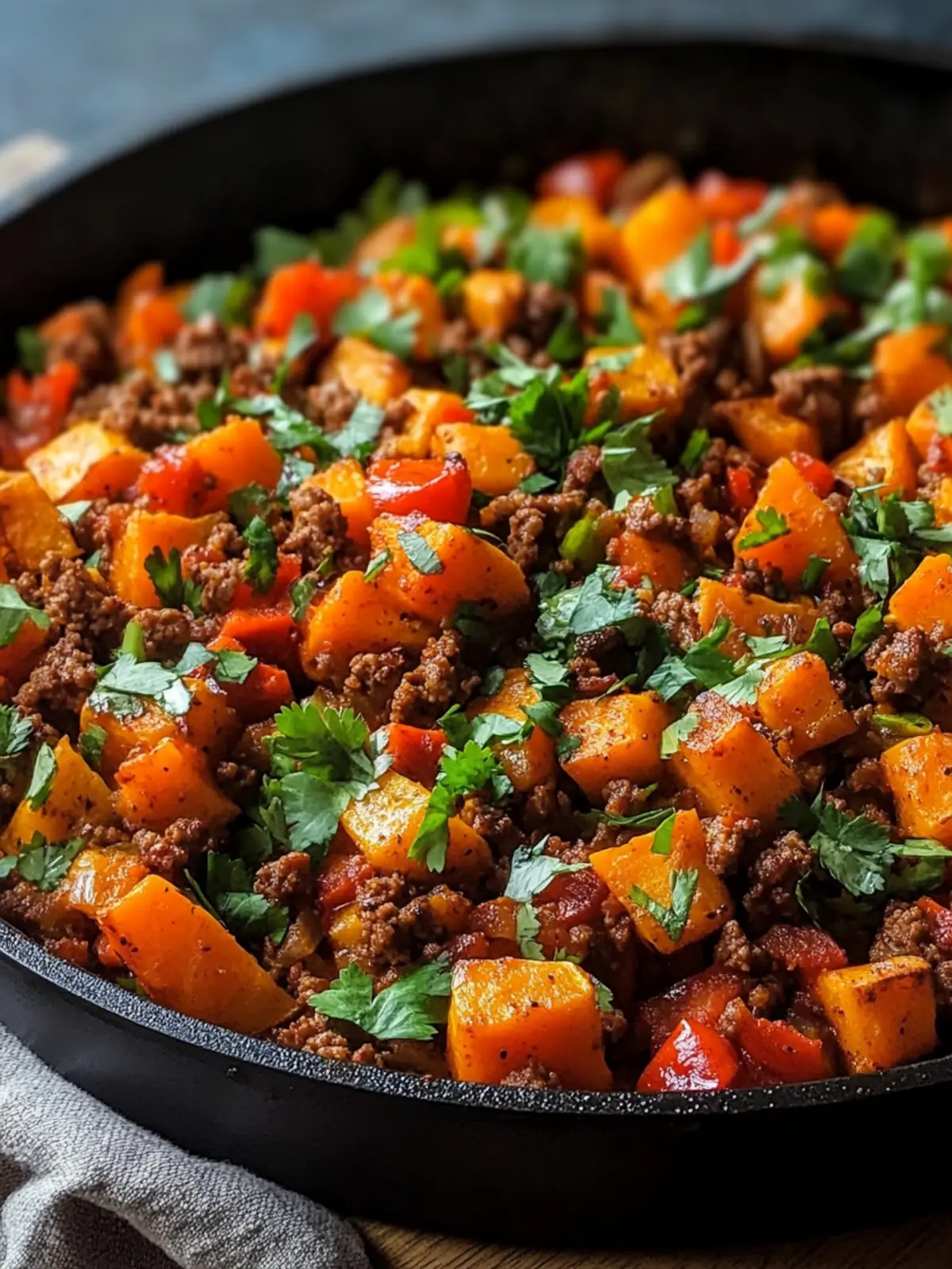 Tex-Mex Sweet Potato Hash with Ground Beef