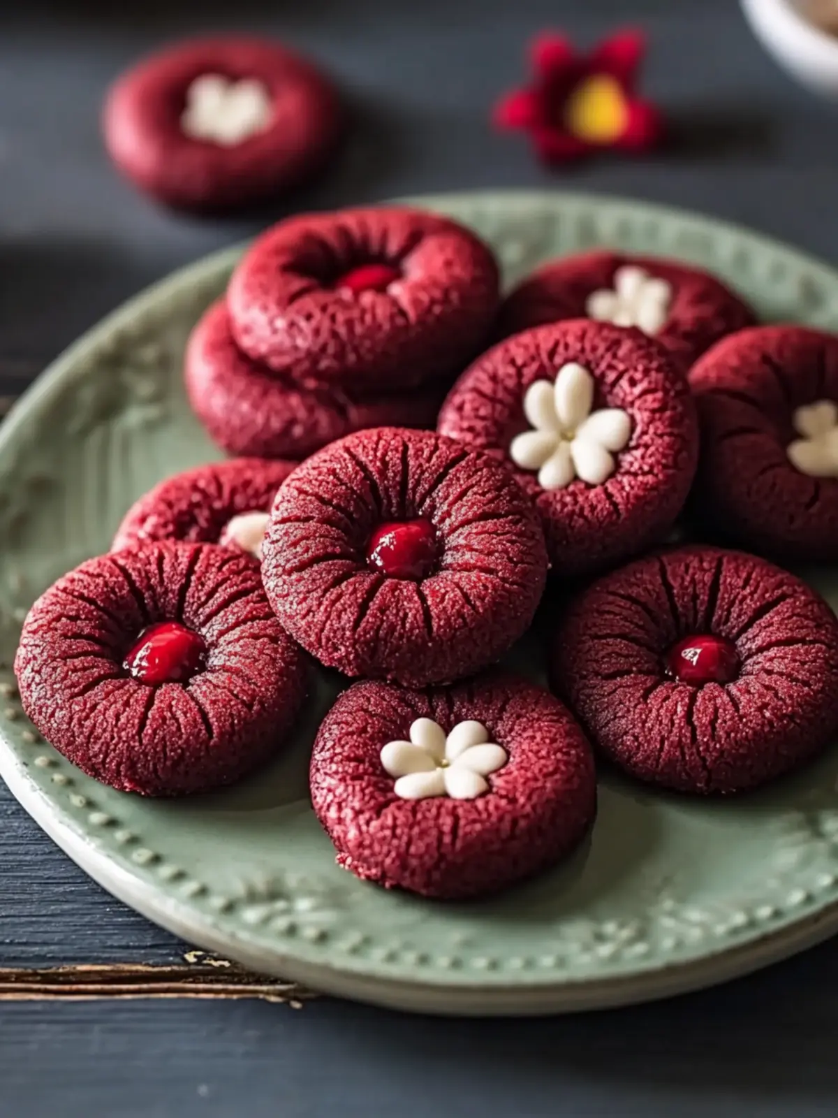 Red Velvet Blossom Cookies