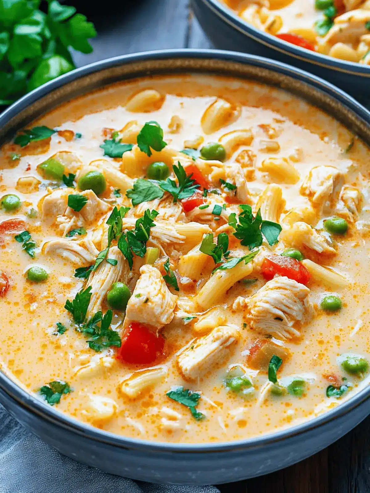 Creamy Parmesan Cajun Chicken Pasta Soup