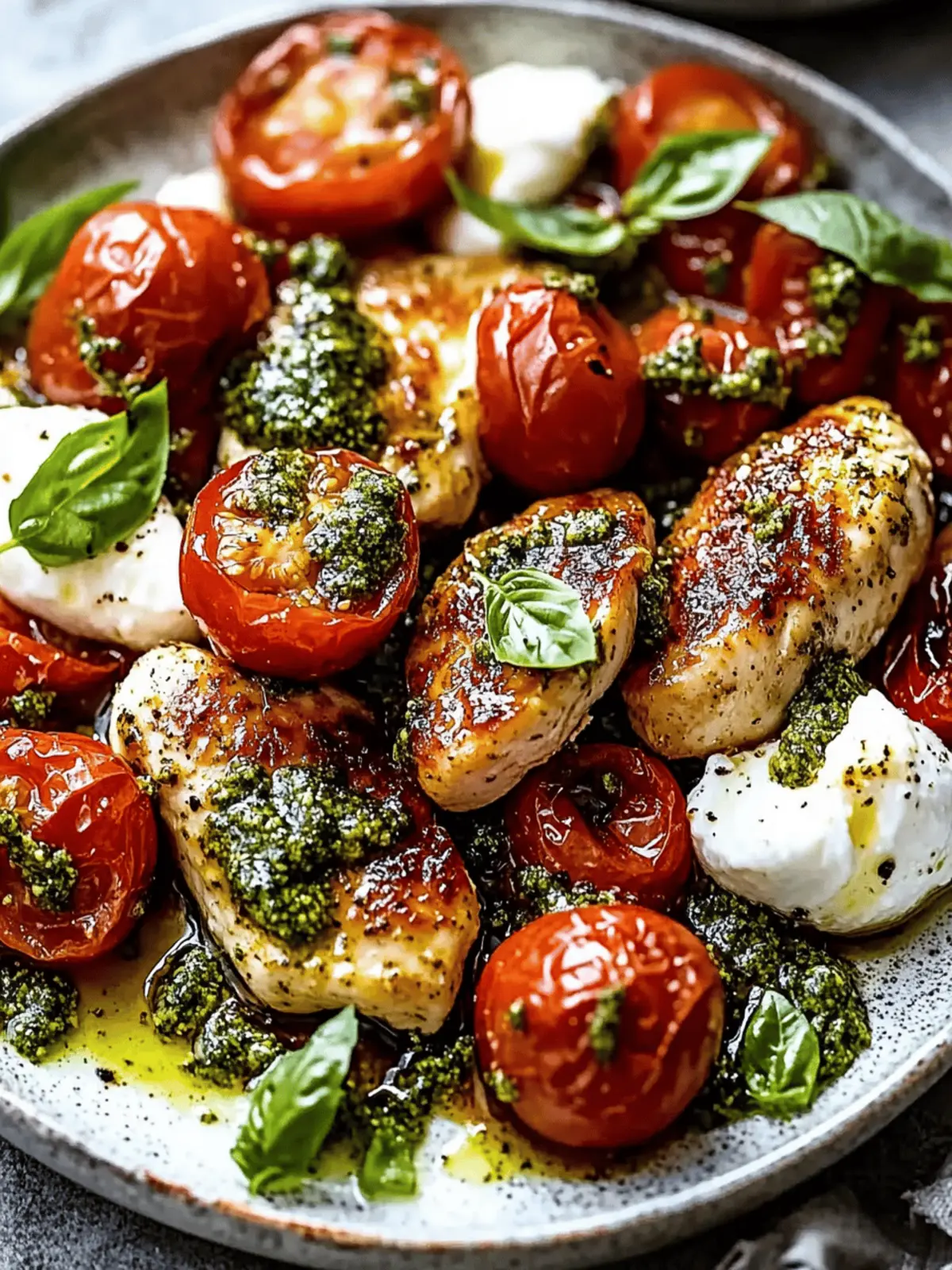 Pesto Chicken Saltimbocca with Burst Tomatoes and Burrata