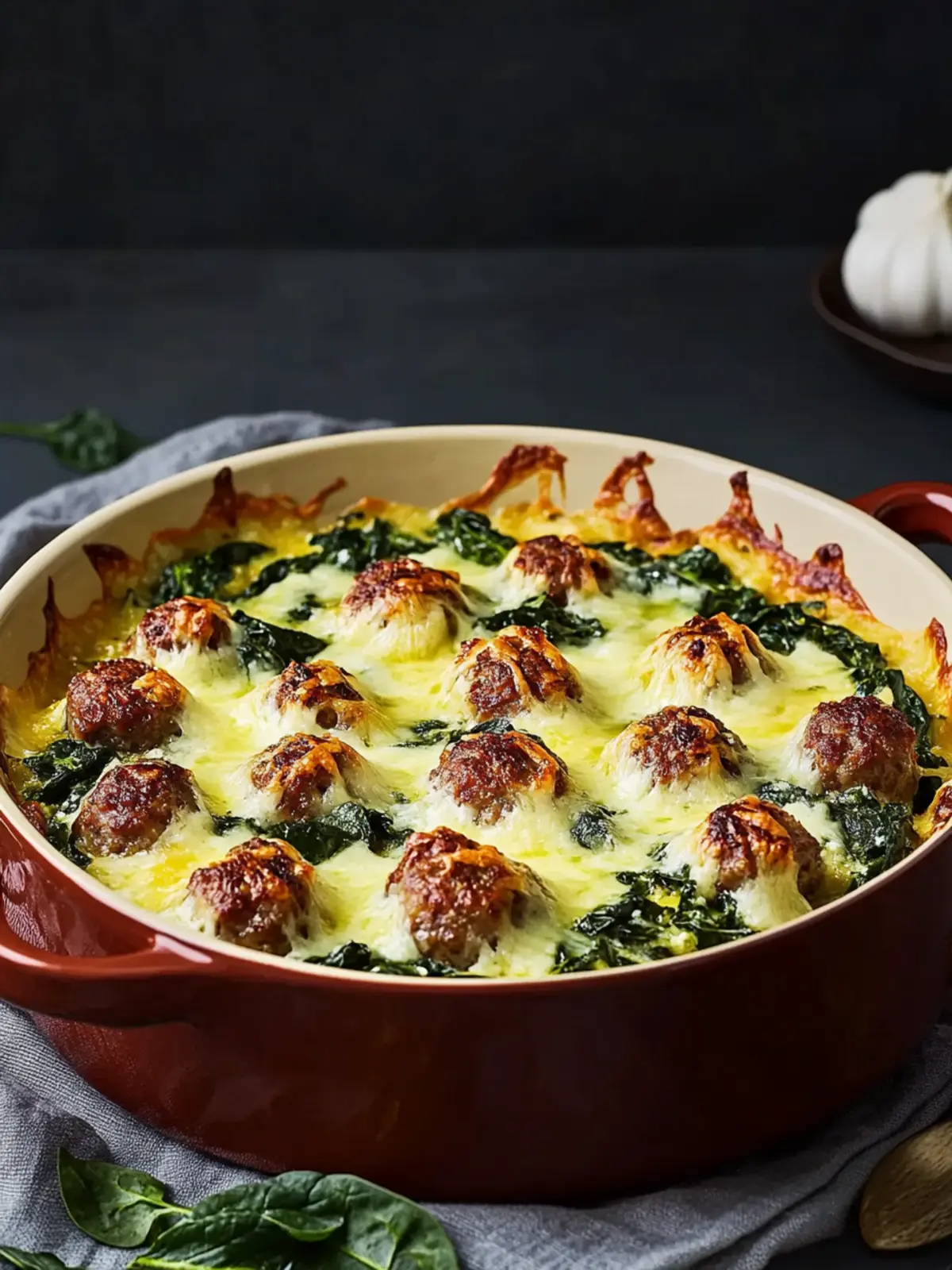 Keto Sausage Spinach Casserole